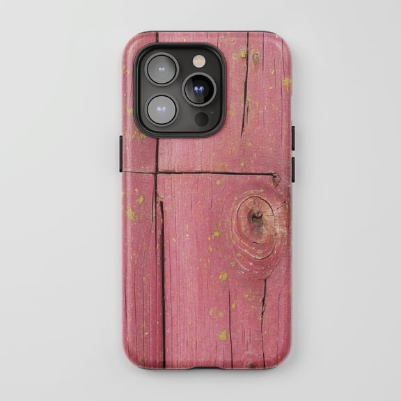 Distressed Wood For All iPhone Series Tough Phone Case Rustic Barn Red Finish