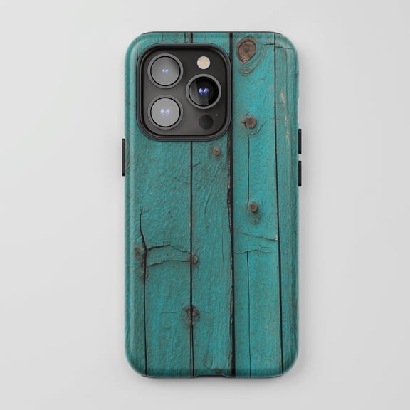 Distressed Wood For All iPhone Series Tough Phone Case Rustic Teal