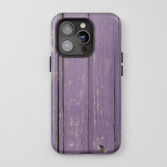 Distressed Wood For All iPhone Series Tough Phone Case Rustic Vintage Faded Purple