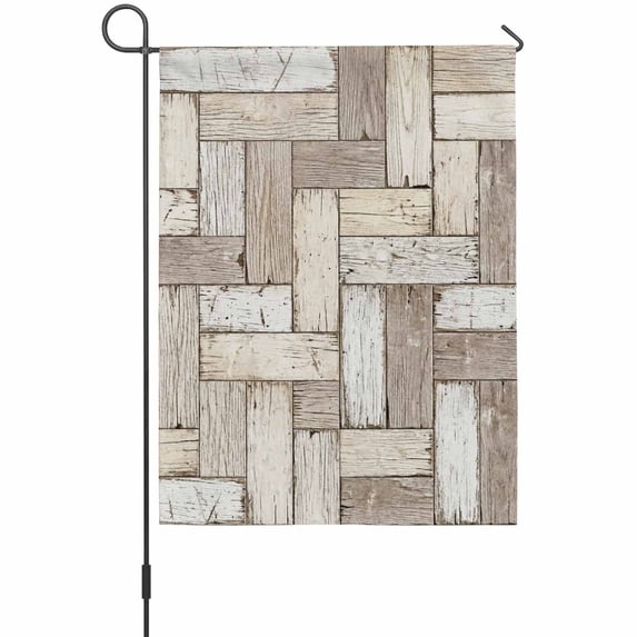 Distressed Wood Garden Flags for Outdoor, Rustic Beige Wood Grain ...