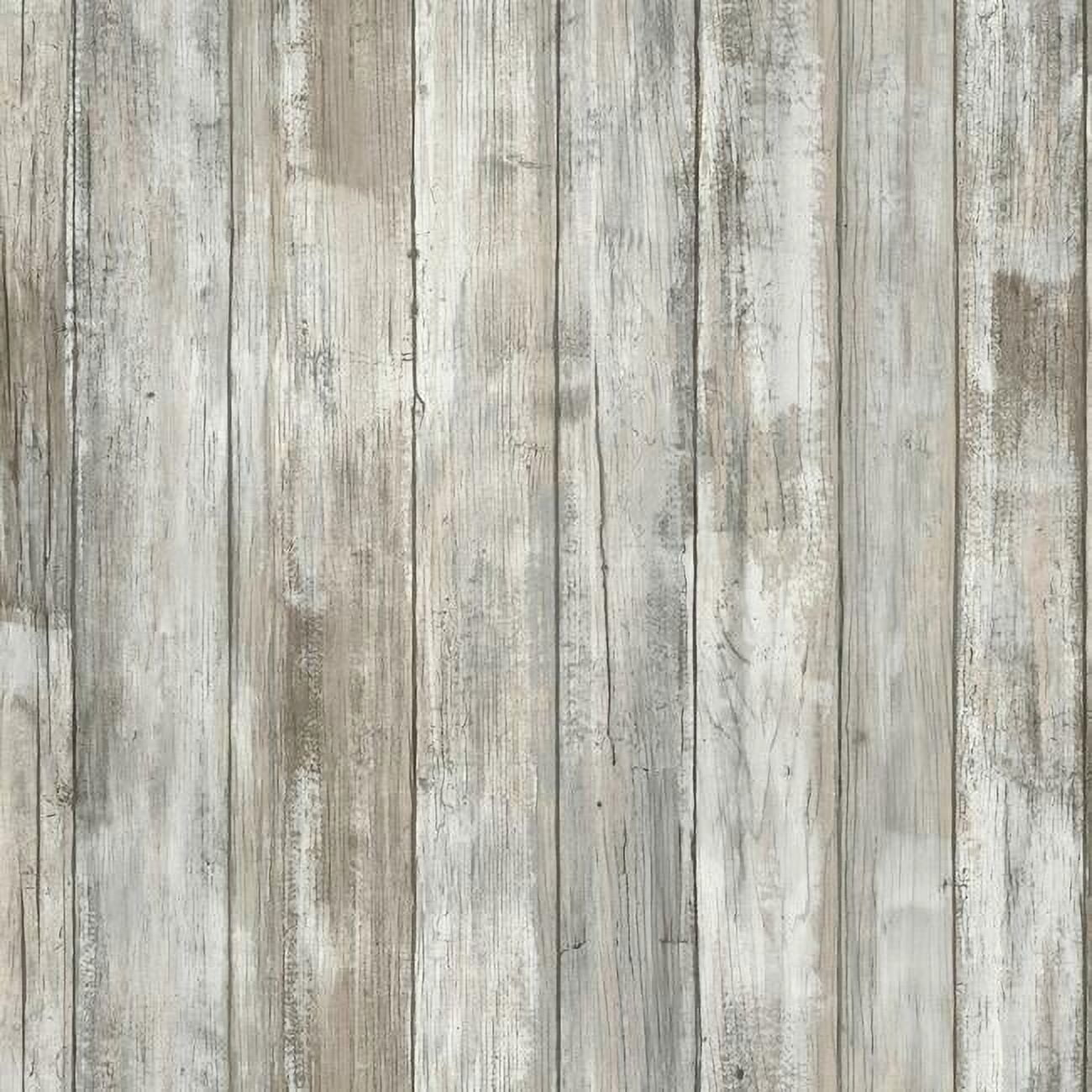 Distressed Brown and Gray Wood Peel and Stick Wallpaper
