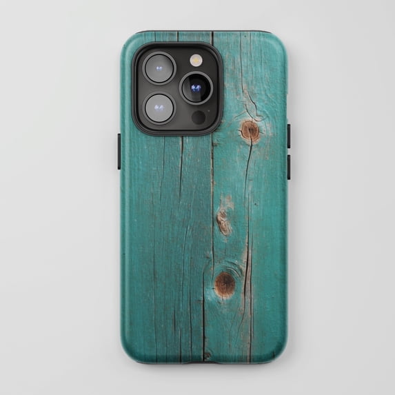 Distressed Wood Plank For All iPhone Series Protective Phone Case Rustic Teal