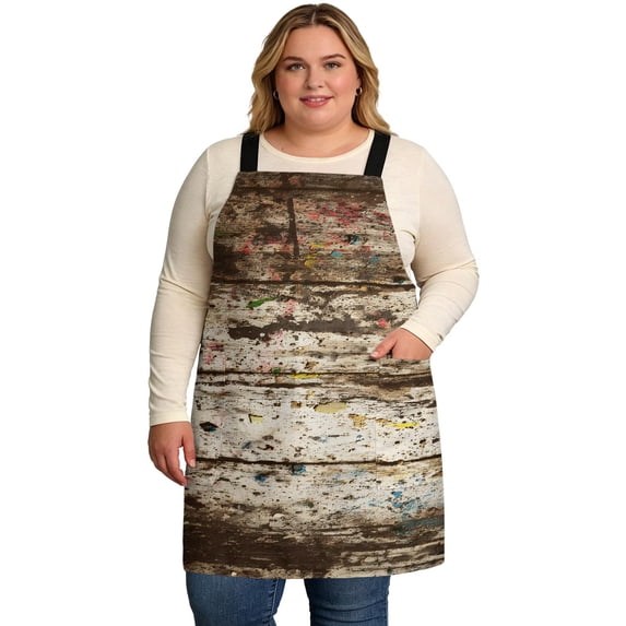 Distressed Wooden Cooking Aprons for Men with 2 Pockets, 39