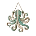 thumbnail image 1 of Distressed Wooden Octopus Wall Hanging with Weathered Blue White Finish, Rustic Coastal Nautical Wall Art for Indoor Home Decoration, Housewarming Birthday Gift for Mom Her, 1, 1 of 9
