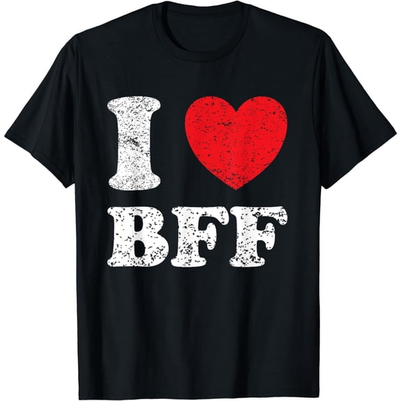 Distressed Worn Out Look I Love BFF T-Shirt