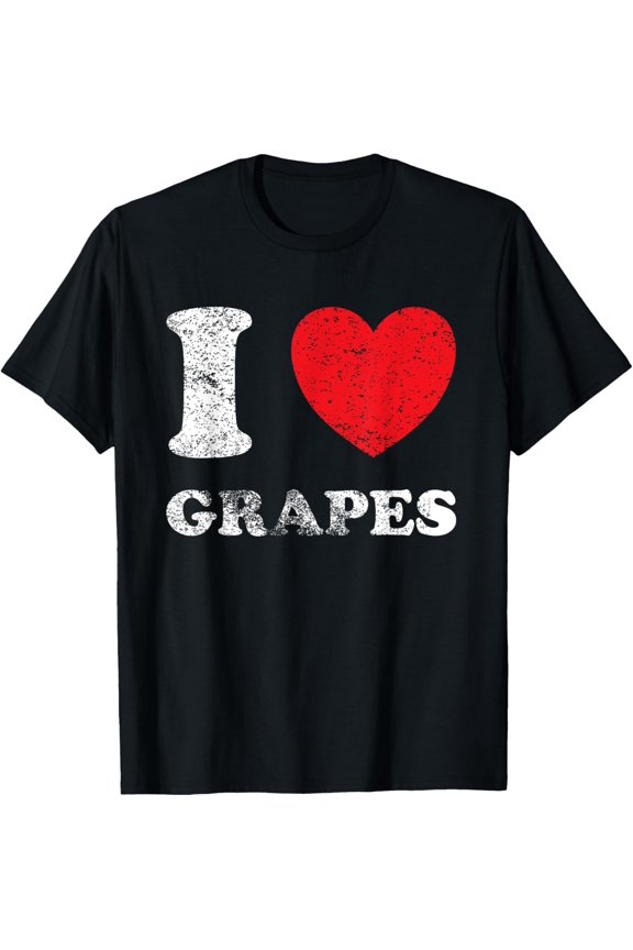 Distressed Worn Out Look I Love Grapes T-Shirt