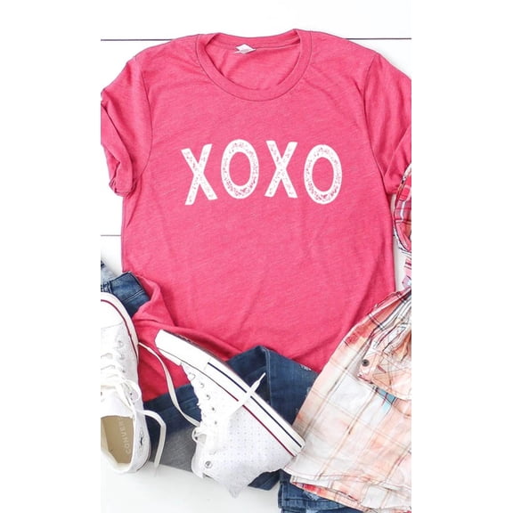 Distressed XOXO Graphic Tee T-Shirt PLUS