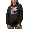 thumbnail image 1 of Distressed Yes, Girl Can, Girly Merch Gift, Black Hooded Sweatshirt or Hoodie, 3XL, 1 of 5