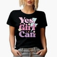 thumbnail image 1 of Distressed Yes, Girl Can, Girly Merch Gift, Black T-Shirt, 2XL, 1 of 5