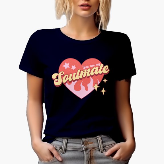 Distressed You Are My Soulmate, Retro Valentine's Day Gift, Navy Blue T-Shirt, Large