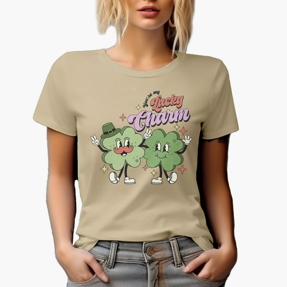 Distressed You're My Luck Charm - Retro St. Patrick's Day Art Merch Gift, Tan T-Shirt, Small