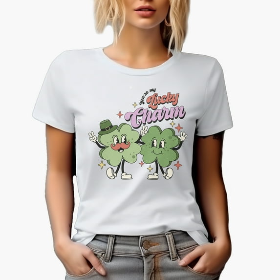 Distressed You're My Luck Charm - Retro St. Patrick's Day Art Merch Gift, White T-Shirt, 2XL