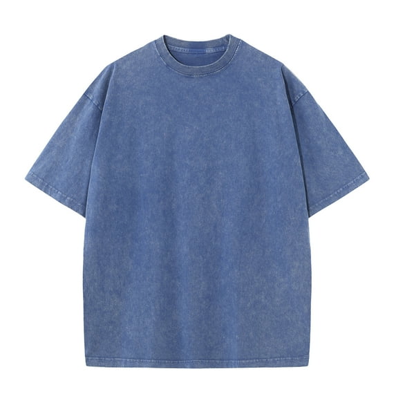 Distressed short-sleeved snowflake batik washed half-sleeved pure cotton shirt for men and women loose