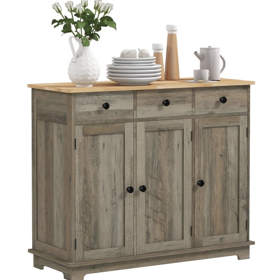 Distressed style - Adjustable shelf for plastic containers - Kitchen storage - Easy - to - clean countertop