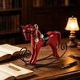 thumbnail image 1 of Distressed-style Wooden Rocking Horse Ornament -style Tabletop Decor Nostalgic Bookshelf Accessory Handcrafted Piece And Holiday Gift, Farmhouse Garden Home Office Desk Decor, 1 of 6