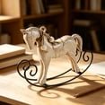 thumbnail image 1 of Distressed-style Wooden Rocking Horse Ornament -style Tabletop Decor Nostalgic Bookshelf Accessory Handcrafted Piece And Holiday Gift, Farmhouse Garden Home Office Desk Decor, 1 of 6