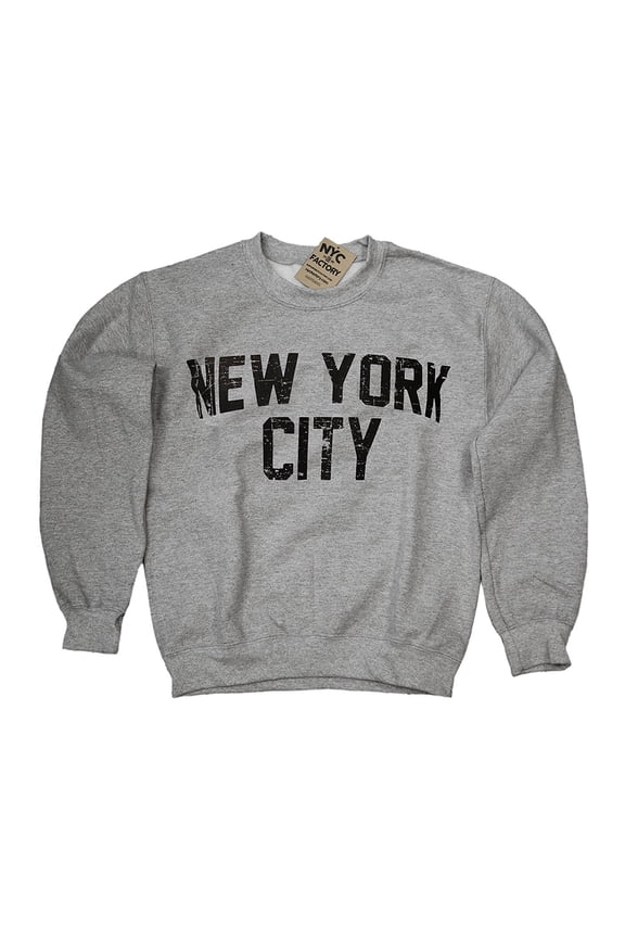 Distresssed New York City Mens Shirt Screenprinted Gray Adult Lennon Sweatshirt Medium