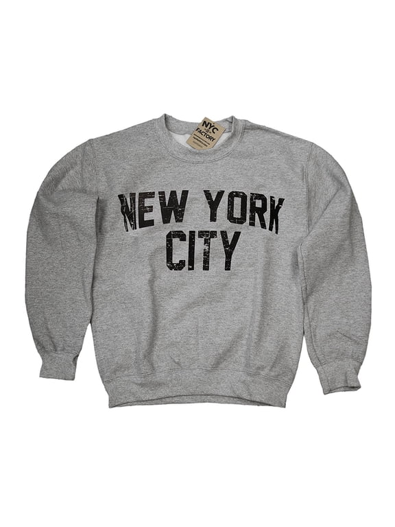 Distresssed New York City Mens Shirt Screenprinted Gray Adult Lennon Sweatshirt Small