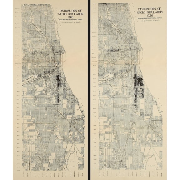 Distribution Of African American Population In Chicago In 1910 And 1920. The Map Shows The Growth Of The South Chicago Black Community During The 1910S As Northern Industry Expanded During World War