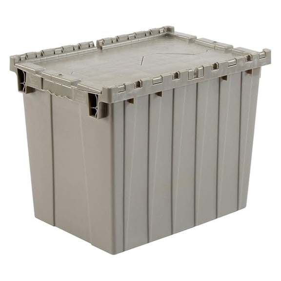 Distribution Container With Hinged Lid, 21-7/8x15-1/4x17-1/4, Gray