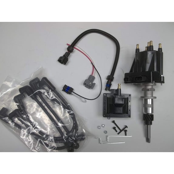 Distributor Conversion Kit for Mercruiser, Volvo Penta, OMC 3.0. Includes Spark Plug Wires, Wire Harness, Ignition Coil, Shunt by FASWORX