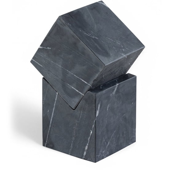Meridina Furniture Quad Black Marble Decorative Cube