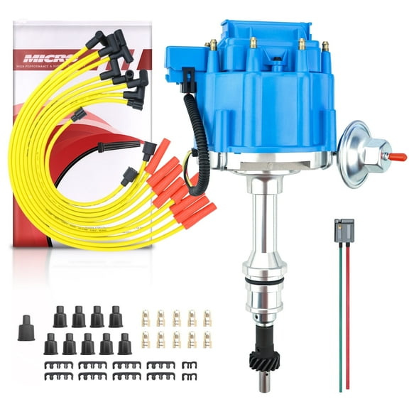 Distributor & Spark Plug Wire Fit for SBF Ford Small Block Free Pigtail Battery Wiring Harness