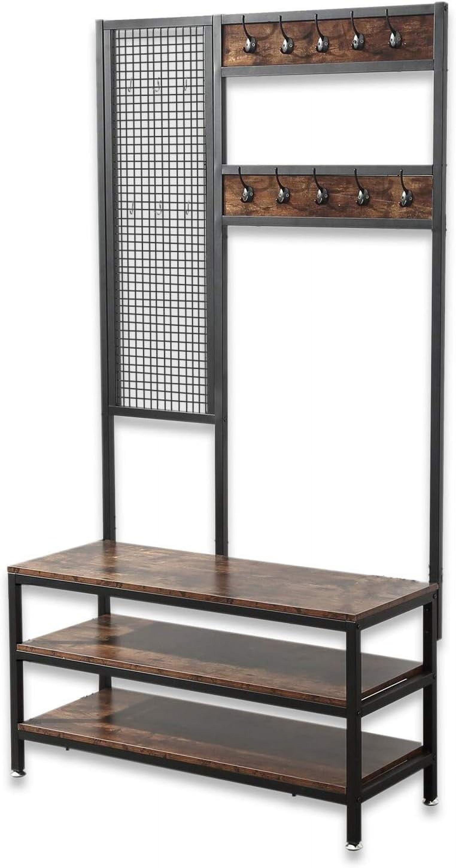 Distributors Industrial Coat Stand Shoe Rack Bench + Grid Wall 3in1