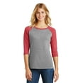 thumbnail image 1 of District ® Women's Perfect Tri ® 3/4-Sleeve Raglan. DM136L - Red Frost/ Grey Frost Size XS, 1 of 6