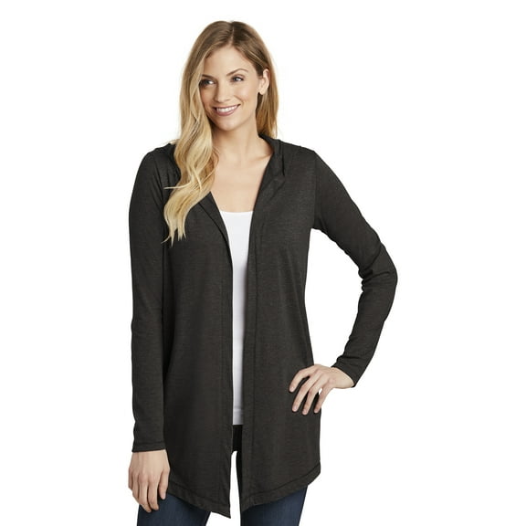 District Adult Female Women Electric Heather Cardigan Black Frost Small