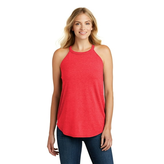 District Adult Female Women Electric Heather Sleeveless Tank Red Frost X-Small