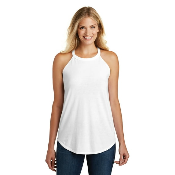 District Adult Female Women Electric Heather Sleeveless Tank White 2X-Large