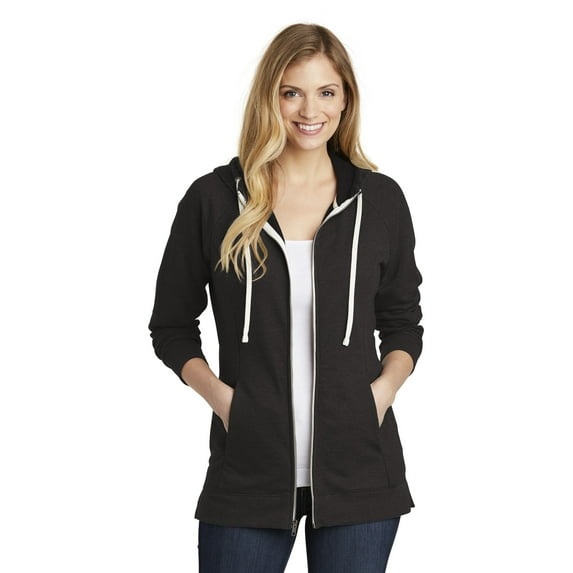 District Adult Female Women Plain Long Sleeves Hoodie Black 3X-Large