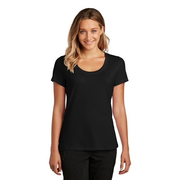 District Adult Female Women Plain Short Sleeves T-Shirt Black Large