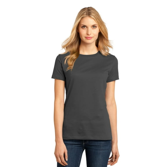 District Adult Female Women Plain Short Sleeves T-Shirt Charcoal 4X-Large