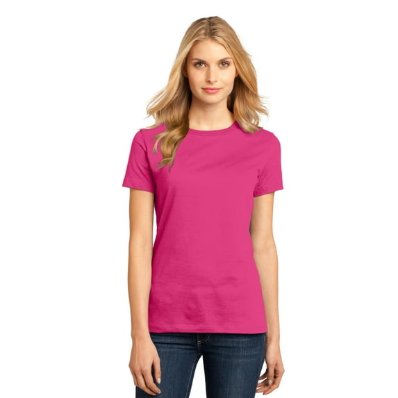 District Adult Female Women Plain Short Sleeves T-Shirt Dark Fuchsia 3X-Large