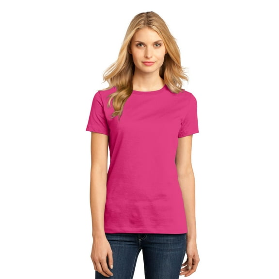 District Adult Female Women Plain Short Sleeves T-Shirt Dark Fuchsia Small