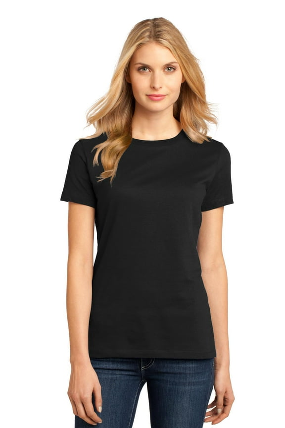 District Adult Female Women Plain Short Sleeves T-Shirt Jet Black Small