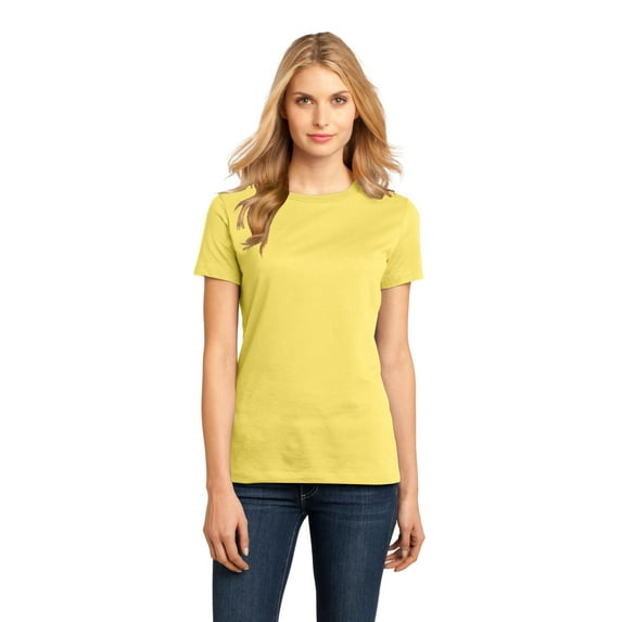 District Adult Female Women Plain Short Sleeves T-Shirt Yellow 3X-Large