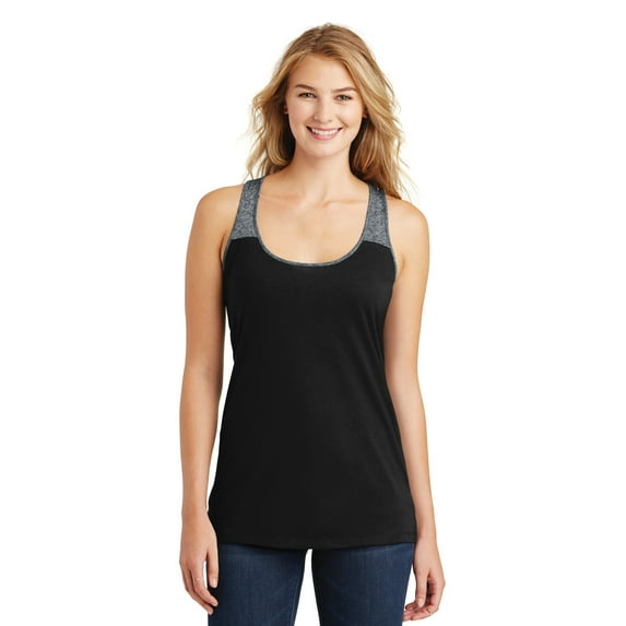 District Adult Female Women Plain Sleeveless Tank Black/Black X-Large
