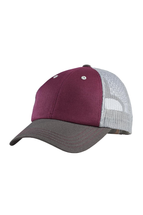 Adult Unisex Regular Plain/Mesh Cap Maroon/Char/Gy One Size Fits All