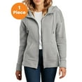 thumbnail image 1 of District Clothing DT1104 District Women's Perfect Weight Fleece Drop Shoulder Full-Zip Hoodie , Heathered Steel, XXL, Womens Hoodies, 1 of 1