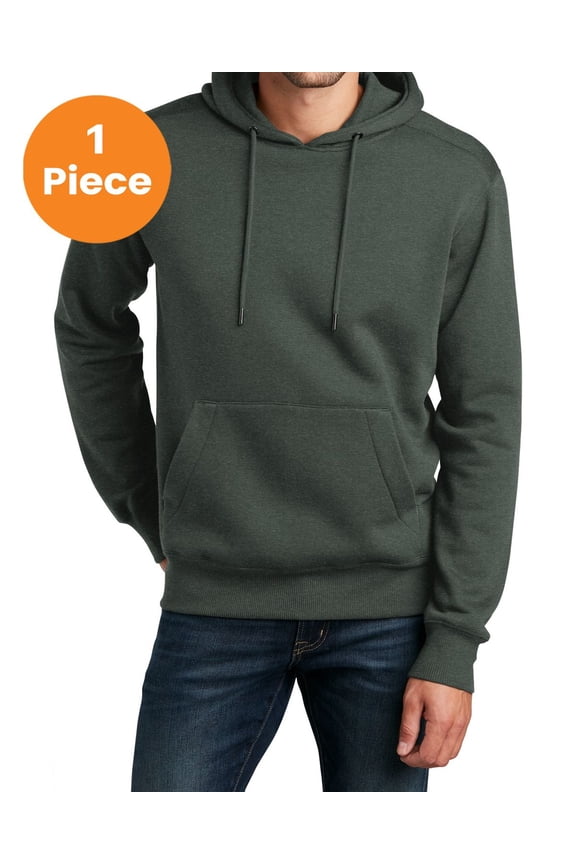District DT1101 Perfect Weight Fleece Hoodie, Heathered Forest Green, M, Mens Hoodies and Sweatshirts
