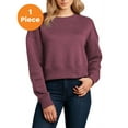 thumbnail image 1 of District DT1105 Women's Perfect Weight Fleece Cropped Crew, Heathered Loganberry, L, Womens Sweatshirts & Hoodies, 1 of 1