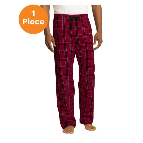 District DT1800 Young Mens Flannel Plaid Pant, New Red, 3XL, Mens Pajamas and Robes