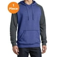 thumbnail image 1 of District DT196 Young Mens Lightweight Fleece Raglan Hoodie, Heathered Deep Royal/ Heathered Charcoal, L, Mens Hoodies, 1 of 1