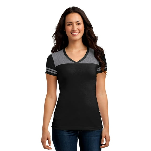 District DT264 Women Juniors Varsity V-Neck Tee T-Shirt