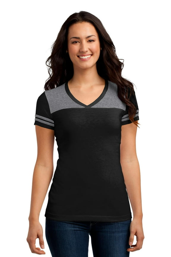DT264 Women Juniors Varsity V-Neck Tee T-Shirt