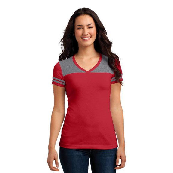 District DT264 Women Juniors Varsity V-Neck Tee T-Shirt