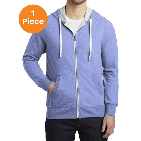 District DT356 Perfect Tri French Terry Full-Zip Hoodie, Maritime Frost, XS, Mens Hoodies and Sweatshirts